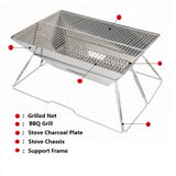 Outdoor stainless steel grill multi-function charcoal stove folding picnic multiplayer barbecue trumpet camping wood solid