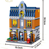 1367pcs Creator Architecture Building Blocks City Street View Bricks Set Coffee Shop Tavern Garden House Hotel Toys For Children