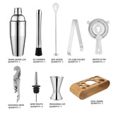 12pcs Stainless Steel Cocktail Shaker Mixer Wine Martini Boston Shaker For Bartender Drink Party Bar Tools 550ML