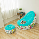 Inflatable Sofa Outdoor Inflatable Recliner Lazy Sofa With Footstool Graffiti Inflatable Sofa Camping  Portable Folding Chair