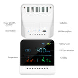 Air Quality Monitor CO2 Alarm Detector with LCD Indoor Temperature Humidity Carbon Dioxide Tester 1000mAh Rechargeable CO2 Meter