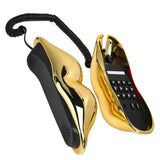 Electroplating Golden Lip Shaped Telephone Home Landline Phone Mouth Telephone Desktop Fixed Wired Phone for Home Office Hotel