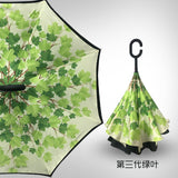 2021 Folding Long Shank Double Layer Inverted Umbrella Windproof Reverse C-Hook male golf umbrella reverse Umbrellas For Women