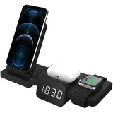 15W Wireless Chargers with Time Display 4 in 1 Wireless Charging Dock Stations for iPhone//IWatch
