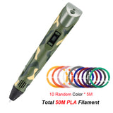 3D Printing Pen Digital Display Intelligent 3D Pen High Temperature 3D Graffiti Painting Pens with USB Educational Toys Gift
