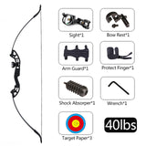 30-40lbs Recurve Bow Straight Bow Left Right Hand Universal Powerful Archery Split Bow Accessories Outdoor Hunting Shooting