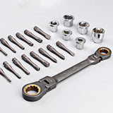 23pcs Multifunctional Ratchet Spanner Set Flexible Head Ratchet Double Box Wrench Socket Screwdriver Bits Auto Repairing Tool