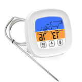 Barbecue Thermometer Color Screen Touch Food Meat Water Thermometer Kitchen Cooking Oven Stainless Steel Probe Timer Function