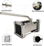 French Fry Cutter, Professional Potato Cutter Stainless Steel with 1/2-Inch Blade Great for Potatoes Carrots Cucumbers