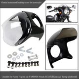 Universal Grey 7'' -Rennfahrer Headlight Fairing Screen Windshield Cover