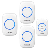 CACAZI Wireless Doorbell A10 DC Battery-operated 300M Range 38 Chimes Waterproof Home Cordless Flash Door Bell White
