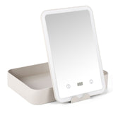 Makeup Storage Box Flat Storage Vanity Mirror Storage Box Smart LED Fill Light with Countdown Makeup Mirror