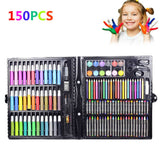 150 Pcs/Set Drawing Tool Kit with Box Painting Brush Art Marker Water Color Pen Crayon Kids Gift 2021