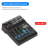 Professional 4 Channel Bluetooth Mixer o Mixing DJ Console with Reverb Effect for Home Karaoke USB Live Stage KTV