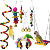 5-12Pcs Bird Cage Toys for Parrots Wood Birds Swing Hanging Chewing Bite Rack Toys Beads Shape Parrot Toy Bird Toys
