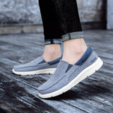 Men's Casual Cloth Shoes Canvas Slip on Loafers Leisure Vintage Flat Boat Shoes