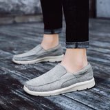 Men's Casual Cloth Shoes Canvas Slip on Loafers Leisure Vintage Flat Boat Shoes