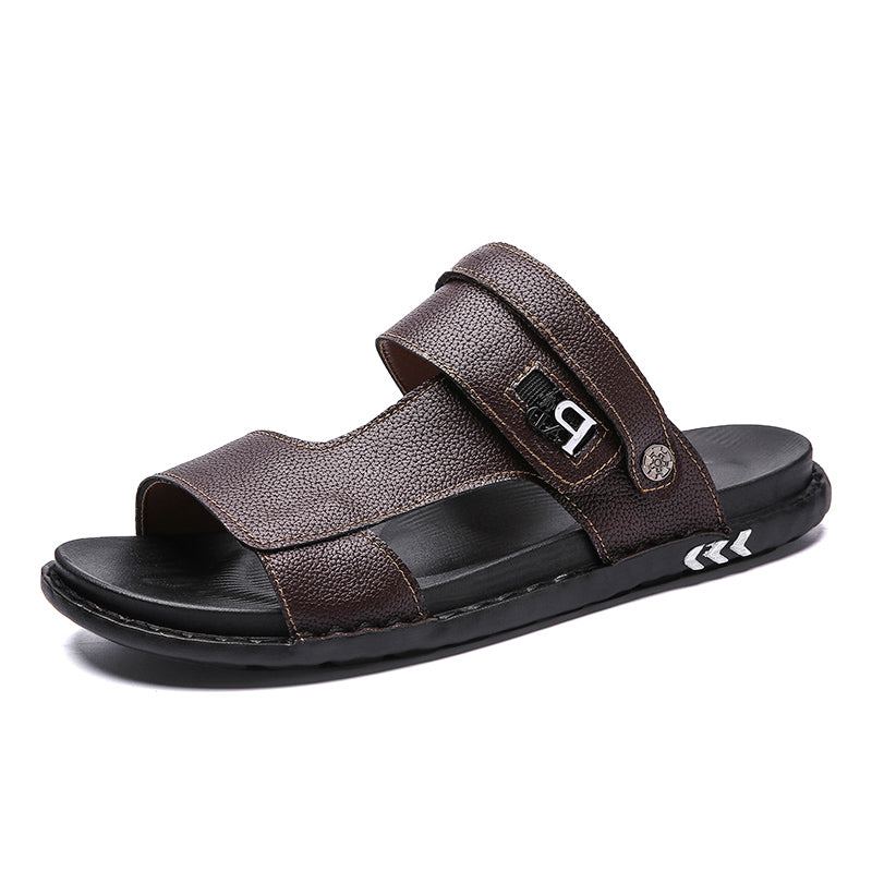 Men's leather sandals fashion large size beach shoes slippers 2222