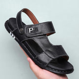 Men's leather sandals fashion large size beach shoes slippers 2222