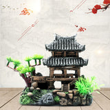 Creative Artificial Hill House Decoration Exquisite Landscape Resin Crafts for Aquarium Fish Tank Decor (Building)