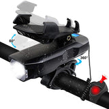 Dropship-Multifunctional Bike Lights Set Lights with Phone Holder 4 in 1 Front Bike Light Bike Headlight Waterproof Adjustable