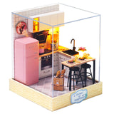 CUTEBEE DIY Doll House Wooden Doll Houses Miniature Dollhouse Furniture Kit with LED Toys for Children Christmas Gift