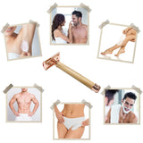Classic Double-Sided Manual Razor Long Handle Safety Razors Olive Wood Shaver Set Waterproof No Rust