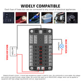 Universal 12 Way  wide voltage and super current fuse box,Can be installed on cars, Yueshu, motorhomes, buses, yachts, boats