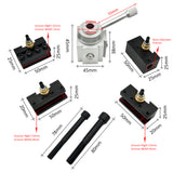 Mini Quick Change Tool Lathe Tool Holder Post Cutter Holder Screw Kit Set Boring Bar Turning Facing Holder Wrench
