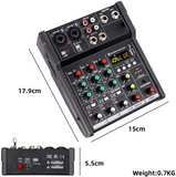 A4 Sound Mixing Console Bluetooth USB Record Computer Playback 48V Phantom Power Delay Repaeat Effect 4 Channels USB Audio Mixer