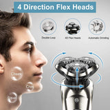 Professional rotary electric shaver wet dry beard electric razor for men rechargeable facial shaving machine with smart cleaner