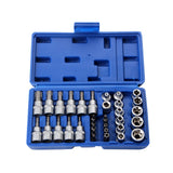 34Pcs E-Torx Sockets Bit Set Male Female E-torx Bits 3/8'' 5/16'' Drive Kit ith Storage Box