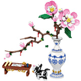 Decorative Flowers Peach Blossom Bouquet Building Blocks Romantic Peach Blossom Assembly Diy Model BricksToys Home Decor Gift