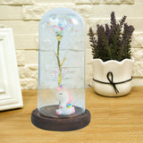 Artificial Eternal Rose Light in LED Light Glass Cover Luminous Preserved Flower With Pony Doll Ornaments Valentines Mothers Day