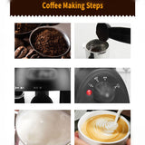 800W 240ml Coffee Maker 220V 5 Bar Pressure Semi-Automatic Personal  Italian Espresso Coffee Machine with Cappuccino Milk Foamer