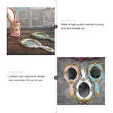 1Pc Creative Makeup Mirror with Handle Retro Style Portable Mirror for