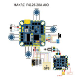 HAKRC F4126 F411 Flight Controller ICM42688 BLHELI_ S 20A 2-4S ESC AIO Built-in OSD Barometer Current Sensor for RC FPV Drone