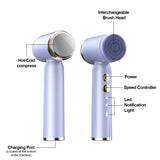 6 In 1 Ultrasonic Electric Face Cleansing Brush Silicone Hot Cool Sonic Facial Exfoliating Cleaner Skin Rejuvenation Massage NEW