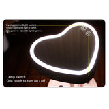 LED Vanity Mirror Contact Dimming Desk Table Vanity Mirror Heart-Shaped USB Charging Mirror