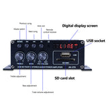 AK370 Mini Audio Power Amplifier 2x20W Portable HiFi Stereo Sound Amplifier Speaker Amp Support FM Radio for Car and Home