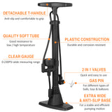 Detachable Bicycle Floor Pump 230PSI Bike Air Pump w Gauge Presta Schrader Valves Tire Inflator Ball Pump Cycling Air Inflator
