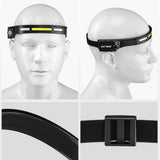 LED Headlamp Flashlight Rechargeable COB High Bright Headlight with Motion Sensor for Outdoor Camping Hiking Fishing Running