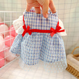 New Summer Luxury Blue Plaid Pet Dog Dresses Puppy Clothes Cat Skirt Girl Dog Clothes Vestidos Para Perritas