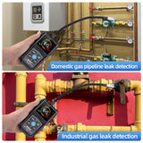 Combustible Gas Detector Analyzer Monitor Sound Alarm Analog Bar Aalrm Temp LCD Screen with Flexible Probe 50000 PPM 100% LEL