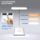 Desk Lamp With Wireless Charger, White Gooseneck Desktop Lamp, Study Lamps For Bedrooms -Desk Lights For Home Office