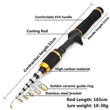 1.65m Casting Rod and Baitcasting Reel set Fishing rod with reel Portable Travel lure Rod 10-30g Lure Weight Trout Boat Rod