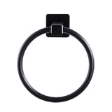 Punch Free Black Towel Holder Towel Ring Round Wall Mounted Towel Rack Towel Shelf Stainless Steel Bathroom Accessories Hotel