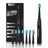 SEAGO Lovers Rechargeable Electric Toothbrush Sonic Tooth Brush Travel Box Portable Folding Cup Ultrasonic Replace Brush Heads