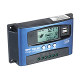 MPPT Dual USB Solar Charge Controller Smart LCD MPPT Tracking 5V/2A Dual USB Output 12V/24V Automatic Identification