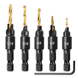 6Pcs Countersink Drill Woodworking Drill Bit Set Drilling Pilot Holes For Screw Sizes hand tool set #5 #6 #8 #10 #12